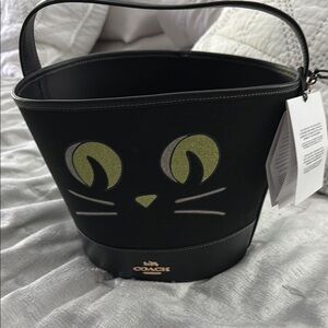 Coach Black Bucket Bag with Cat Design